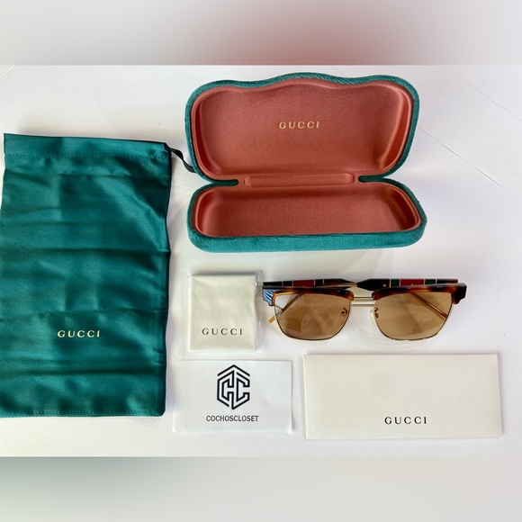 GUCCI SUNGLASSES GG0603S YELLOW SEE THROUGH MENS CLUBMASTER STYLE RX ABLE - Picture 5 of 16